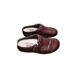 SAS Clog Women's Woven Brown Leather Comfort Slip-On Loafer Mule Shoes Size 8W